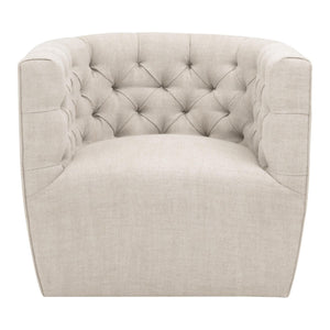 Essentials for Living Marcel Swivel Club Chair French Linen Tufted Bucket Seat with Black Metal Base 6426UP.BIS
