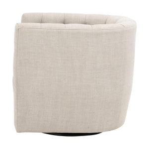 Essentials for Living Marcel Swivel Club Chair French Linen Tufted Bucket Seat with Black Metal Base 6426UP.BIS