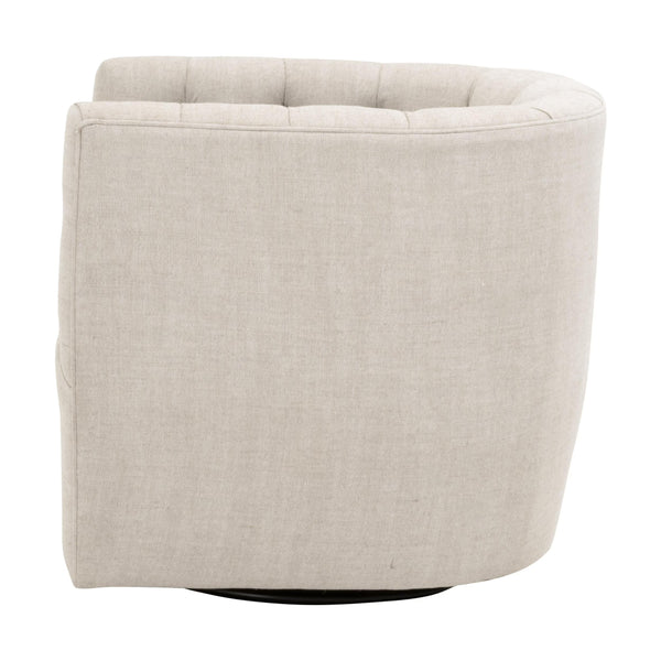 Essentials for Living Marcel Swivel Club Chair French Linen Tufted Bucket Seat with Black Metal Base 6426UP.BIS