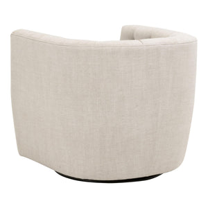 Essentials for Living Marcel Swivel Club Chair French Linen Tufted Bucket Seat with Black Metal Base 6426UP.BIS