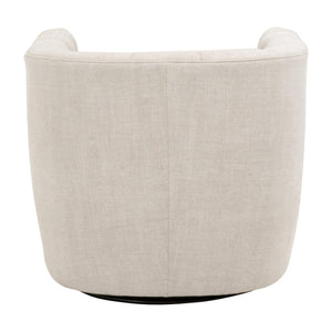 Essentials for Living Marcel Swivel Club Chair French Linen Tufted Bucket Seat with Black Metal Base 6426UP.BIS