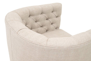 Essentials for Living Marcel Swivel Club Chair French Linen Tufted Bucket Seat with Black Metal Base 6426UP.BIS