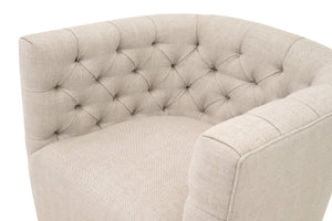 Essentials for Living Marcel Swivel Club Chair French Linen Tufted Bucket Seat with Black Metal Base 6426UP.BIS