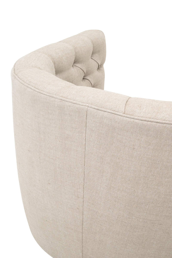 Essentials for Living Marcel Swivel Club Chair French Linen Tufted Bucket Seat with Black Metal Base 6426UP.BIS