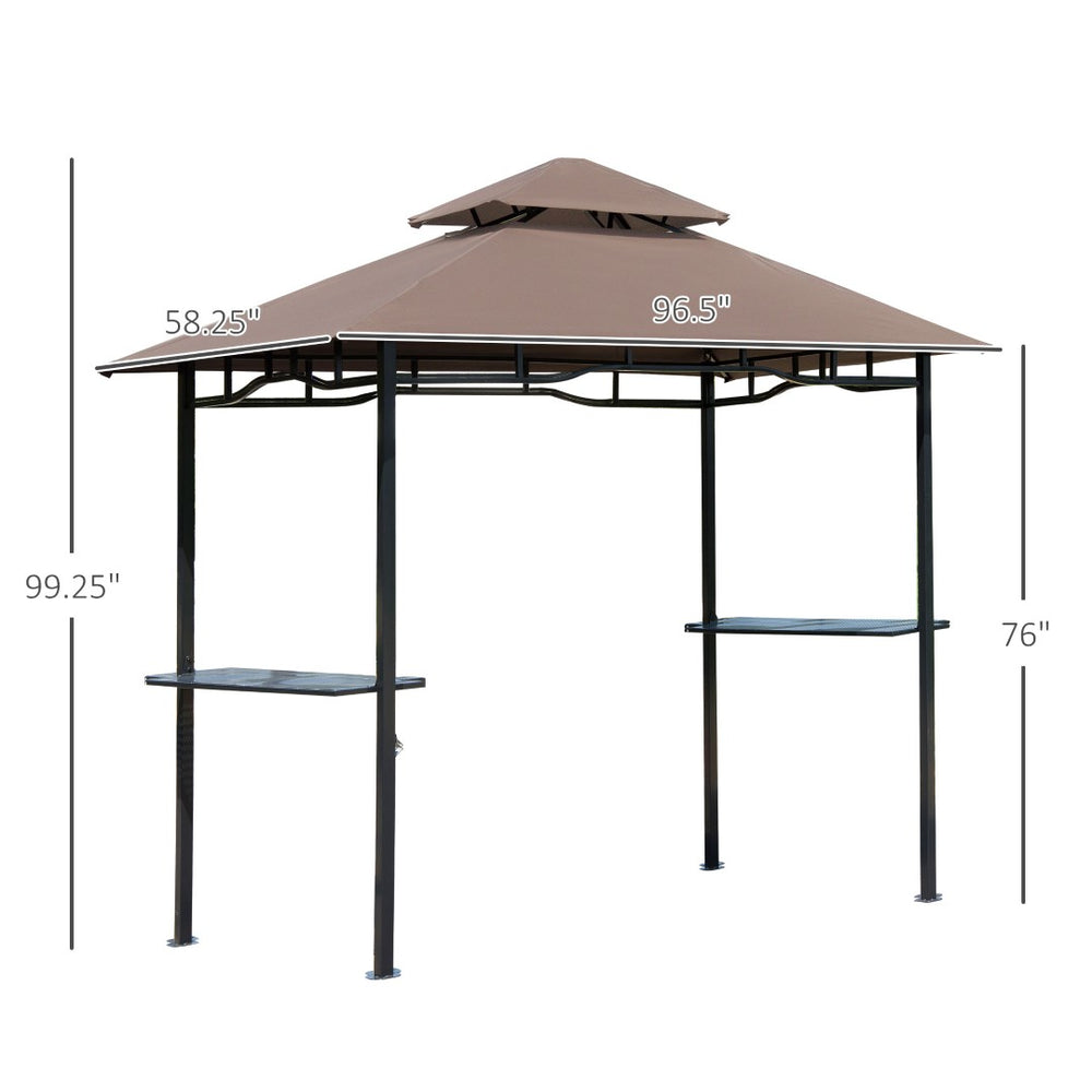 English Elm Grill Gazebo Double Roof Steel Bbq Canopy with Uv Shield and Mesh Storage Shelves T3971P382968