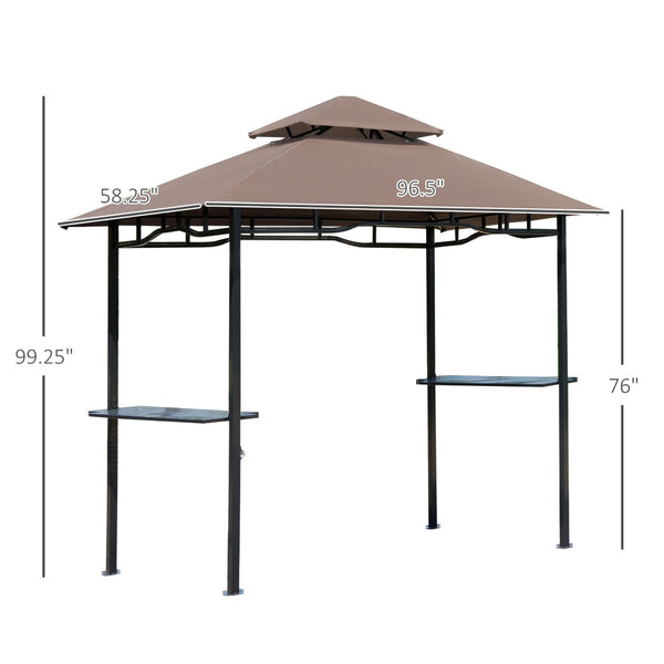 English Elm Grill Gazebo Double Roof Steel Bbq Canopy with Uv Shield and Mesh Storage Shelves T3971P382968
