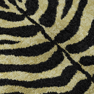Zebra Print Washable Polyester Area Rug Gold Ivory Safari Style Indoor Outdoor All Sizes