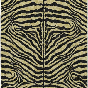 Zebra Print Washable Polyester Area Rug Gold Ivory Safari Style Indoor Outdoor All Sizes