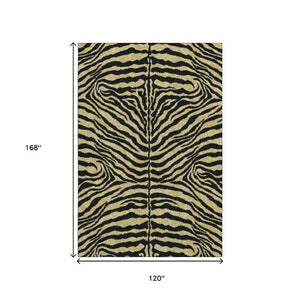Zebra Print Washable Polyester Area Rug Gold Ivory Safari Style Indoor Outdoor All Sizes