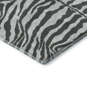 8 Ft Round Zebra Print Polyester Area Rug for Indoor Outdoor Patios and Entryways