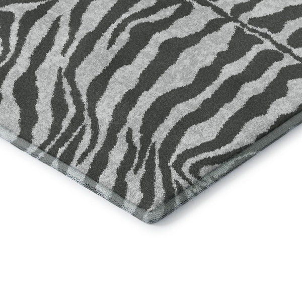 8 Ft Round Zebra Print Polyester Area Rug for Indoor Outdoor Patios and Entryways