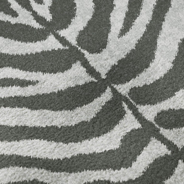 8 Ft Round Zebra Print Polyester Area Rug for Indoor Outdoor Patios and Entryways