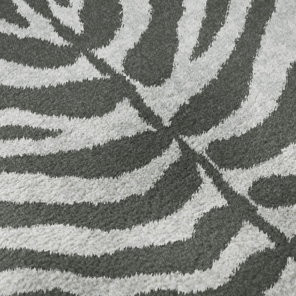 8 Ft Round Zebra Print Polyester Area Rug for Indoor Outdoor Patios and Entryways