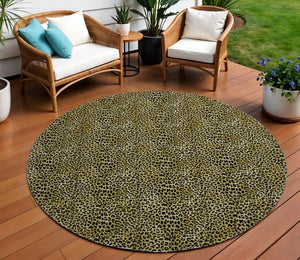 8 Foot Round Leopard Print Polyester Area Rug Washable Indoor Outdoor Patio