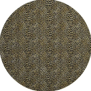 8 Foot Round Leopard Print Polyester Area Rug Washable Indoor Outdoor Patio
