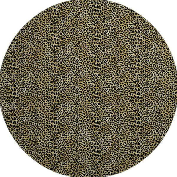 8 Foot Round Leopard Print Polyester Area Rug Washable Indoor Outdoor Patio
