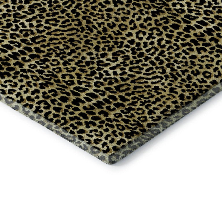 8 Foot Round Leopard Print Polyester Area Rug Washable Indoor Outdoor Patio