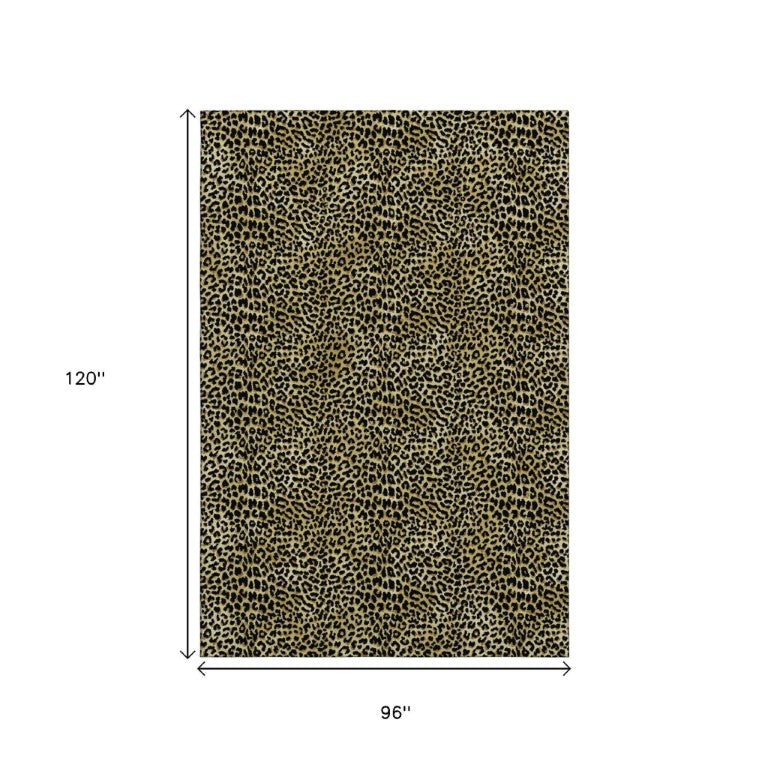 Leopard Print Polyester Area Rug Washable Indoor Outdoor Low Pile for Patio and Living Room