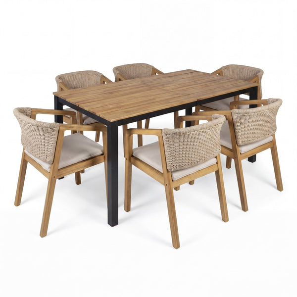 English Elm 7-piece Acacia Wood Outdoor Dining Set with Rope Woven Chairs and Beige Cushions 64274.00_N779P210772L-3