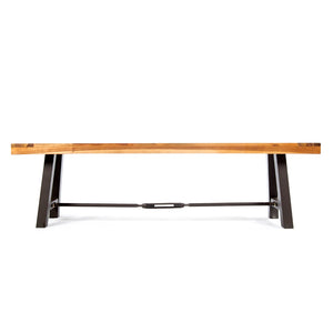 English Elm 3-piece Outdoor Acacia Wood Patio Dining Set with Rectangular Table and Two Benches 64274.00_N779P251403T-2