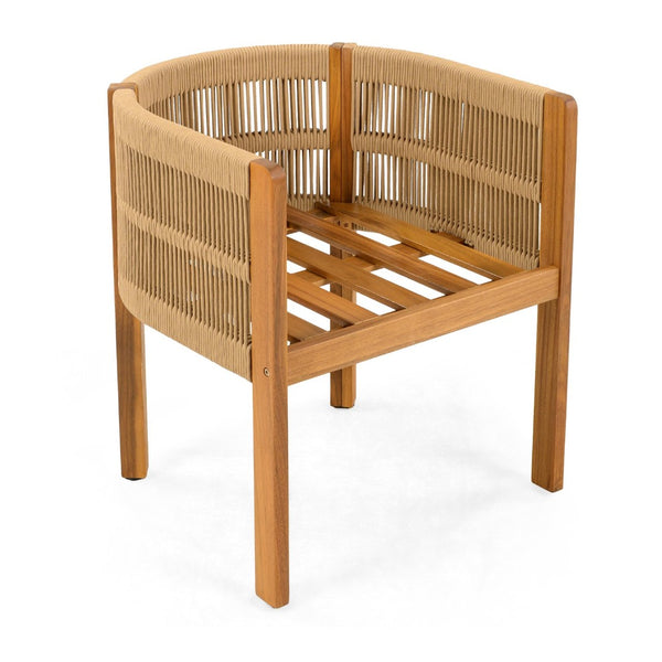 English Elm 7-piece Outdoor Dining Set Acacia Wood Table Six Rope Armchairs Resort Patio Style Brown, Teak 64274.00_N779P279983B-3