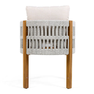 English Elm 7-piece Outdoor Dining Set Acacia Wood Table Six Rope Armchairs Resort Patio Style Beige, Teak, White 64274.00_N779P279983H-3