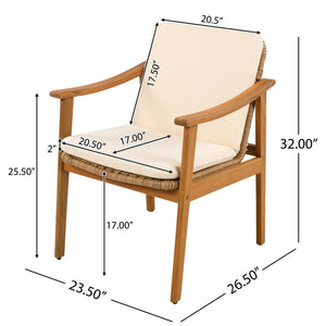 English Elm 7-piece Outdoor Acacia and Wicker Patio Dining Set Seats Six with Weather Resistant Cushions Beige 64274.00_N779P280043B-3
