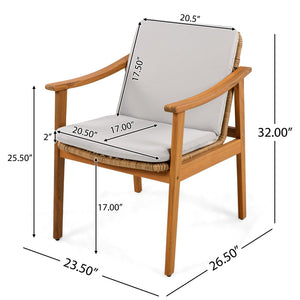 English Elm 7-piece Outdoor Acacia and Wicker Patio Dining Set Seats Six with Weather Resistant Cushions Grey 64274.00_N779P280043G-3