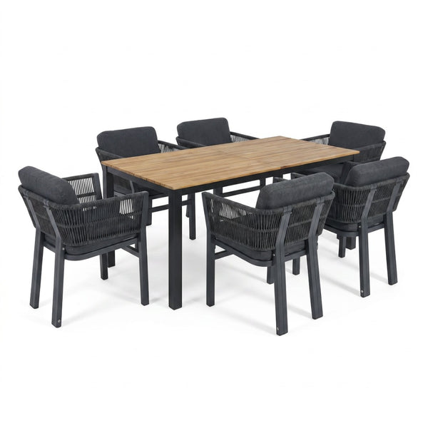 English Elm 7-piece Outdoor Acacia Wood Dining Set with Rope-woven Aluminum Chairs and Cushions 64274.00_N779P368549G-3