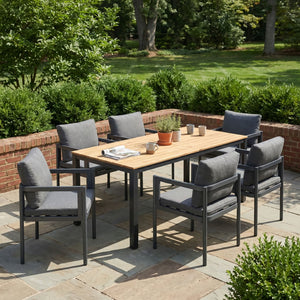 English Elm 7-piece Outdoor Patio Dining Set Acacia Wood Table Rope Back Aluminum Chairs 64274.00_N779P369116G-3