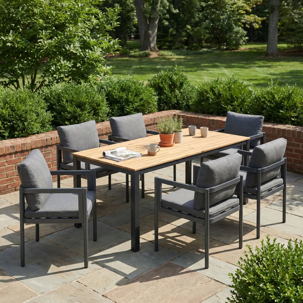English Elm 7-piece Outdoor Patio Dining Set Acacia Wood Table Rope Back Aluminum Chairs 64274.00_N779P369116G-3