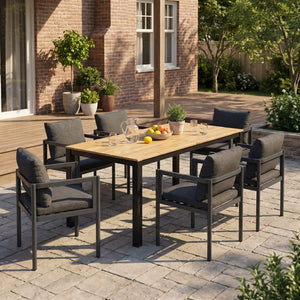 English Elm 7-piece Outdoor Patio Dining Set Acacia Wood Table Rope Back Aluminum Chairs 64274.00_N779P369116G-3