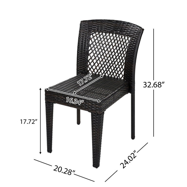 English Elm 7-piece Outdoor Patio Dining Set Acacia Wood Table Six Stackable Rattan Chairs 64274.00_N779P433231B-3