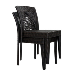 English Elm 7-piece Outdoor Patio Dining Set Acacia Wood Table Six Stackable Rattan Chairs 64274.00_N779P433231B-3