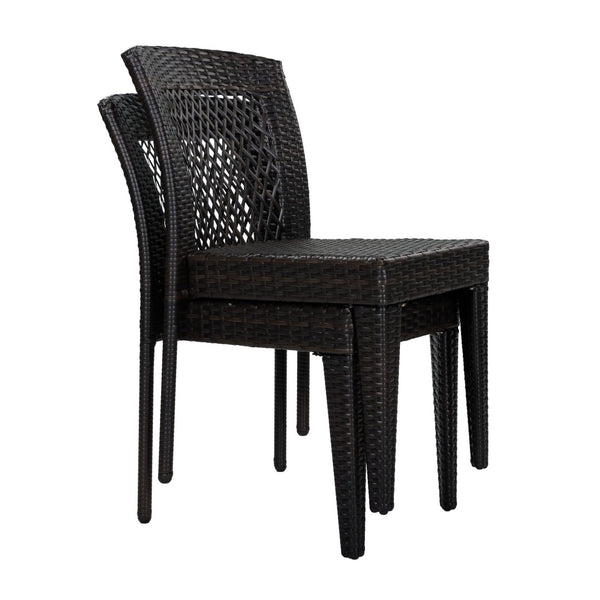 English Elm 7-piece Outdoor Patio Dining Set Acacia Wood Table Six Stackable Rattan Chairs 64274.00_N779P433231B-3