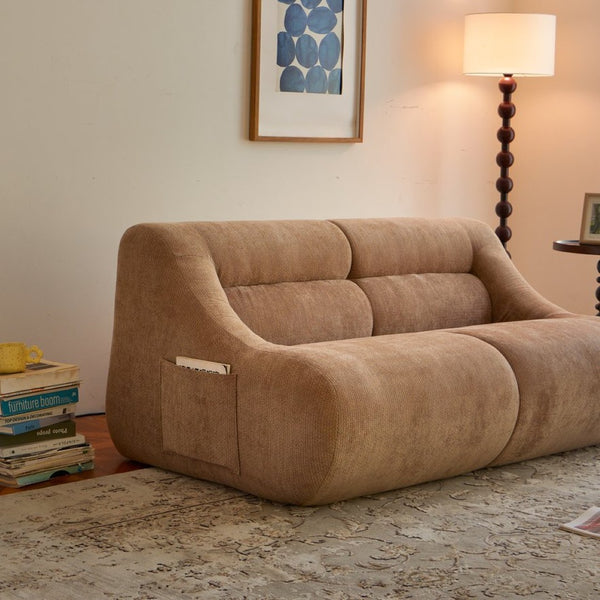 English Elm Shoes Chenille Memory Foam Loveseat Deep Seat Sofa for Apartments and Small Living Rooms Brown W668P381958