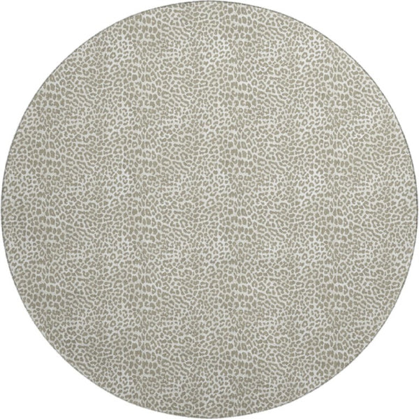 HomeRoots 8 Foot Round Leopard Print Polyester Area Rug Washable Indoor Outdoor Accent 642742
