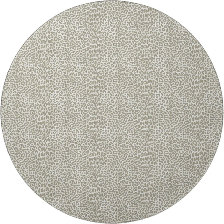 HomeRoots 8 Foot Round Leopard Print Polyester Area Rug Washable Indoor Outdoor Accent 642742