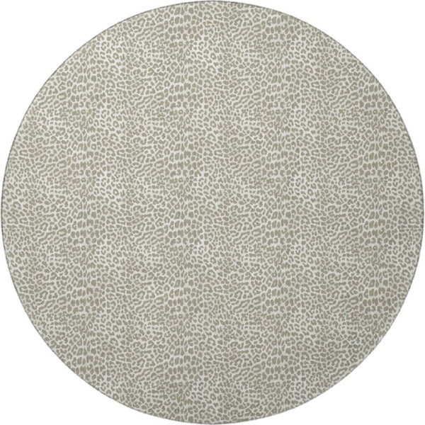 8 Foot Round Leopard Print Polyester Area Rug Washable Indoor Outdoor Accent