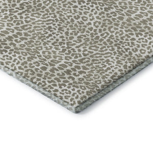 8 Foot Round Leopard Print Polyester Area Rug Washable Indoor Outdoor Accent