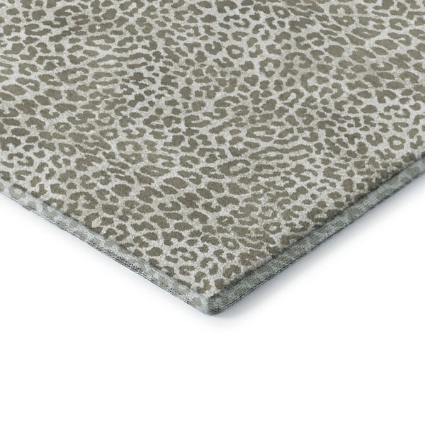 8 Foot Round Leopard Print Polyester Area Rug Washable Indoor Outdoor Accent