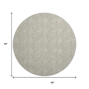 8 Foot Round Leopard Print Polyester Area Rug Washable Indoor Outdoor Accent