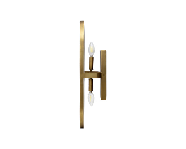 Sunpan Sidra Sconce - Elegant Wall Lighting Fixture with Dual Bulb Capacity for Stunning Home Ambiance Antique Brass