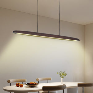 English Elm 39-inch Walnut Wood Led Bar Pendant Dimmable Fixture for Dining and Kitchen Islands W1340P264186