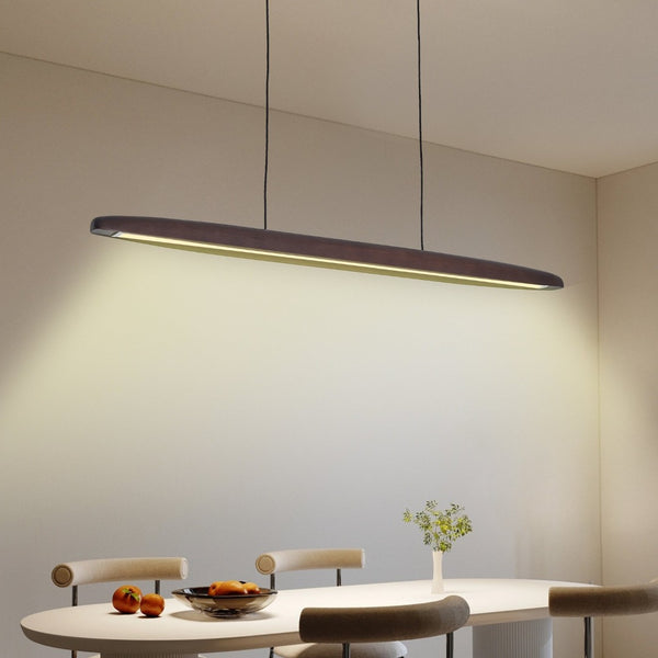 English Elm 39-inch Walnut Wood Led Bar Pendant Dimmable Fixture for Dining and Kitchen Islands W1340P264186