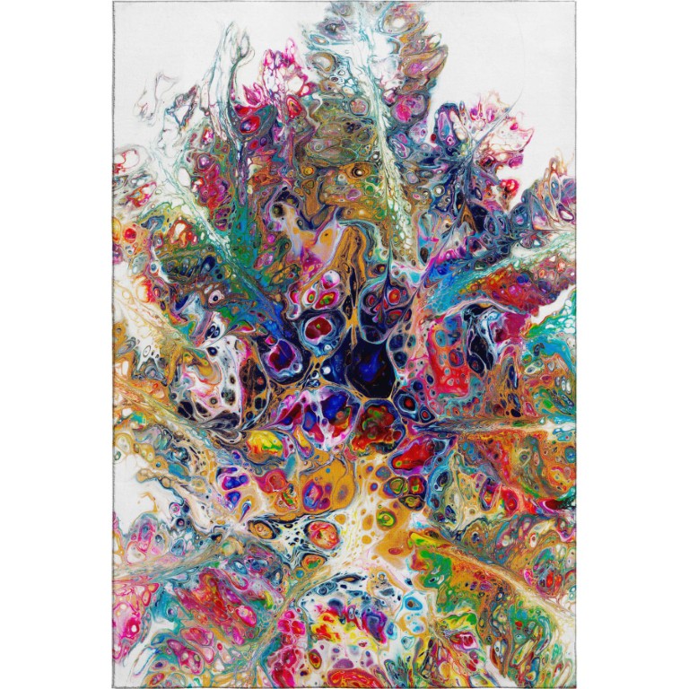 HomeRoots 5 X 8 Abstract Rainbow Polyester Area Rug Washable for Indoor Outdoor Use 642801