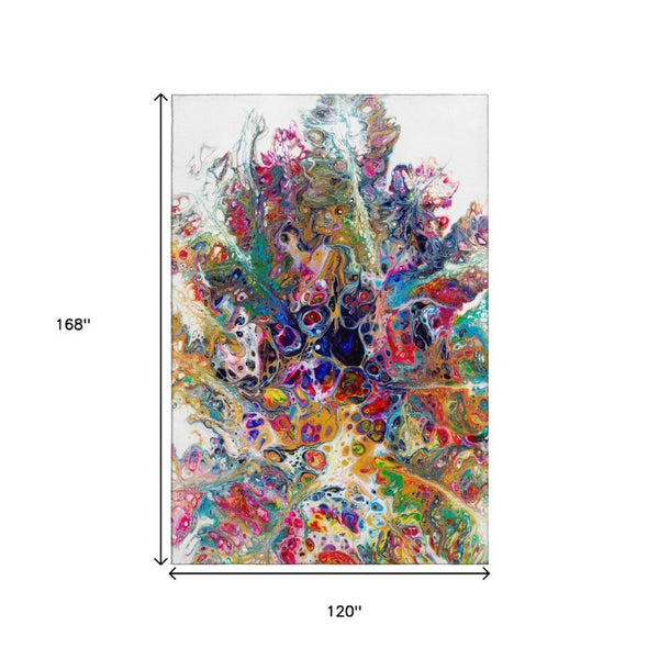 10 X 14 Abstract Washable Polyester Area Rug for Patios Living Rooms and Decks