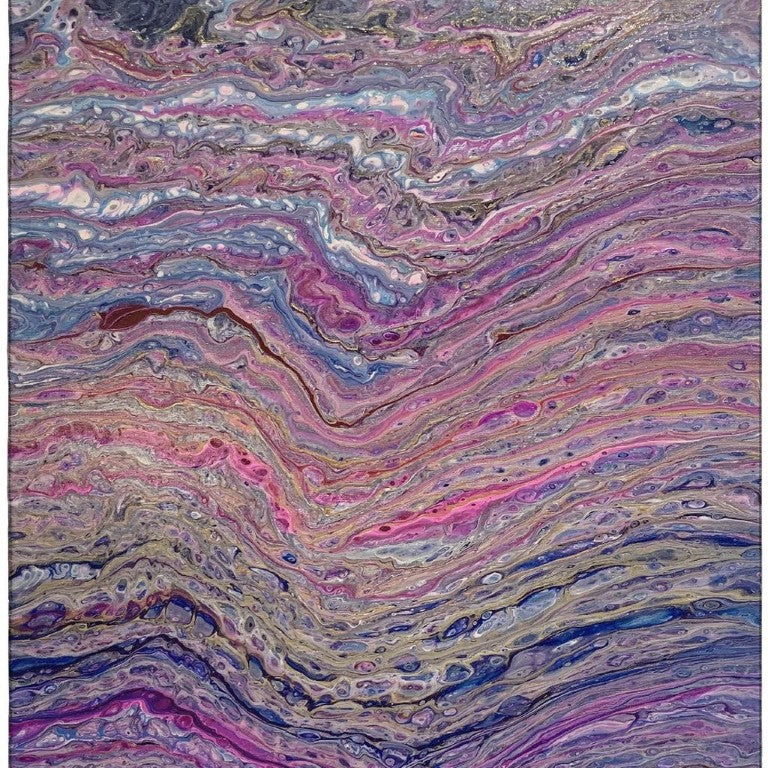 HomeRoots Abstract Polyester Area Rug Washable Vibrant Indoor Outdoor Low Pile Accent for Modern Spaces 5' x 8' 642813