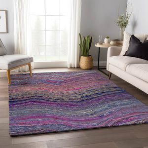 HomeRoots 9' X 12' Vibrant Raspberry & Purple Abstract Washable Area Rug for Indoor/Outdoor Spaces 642816