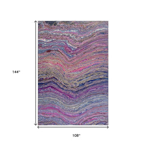 HomeRoots 9' X 12' Vibrant Raspberry & Purple Abstract Washable Area Rug for Indoor/Outdoor Spaces 642816